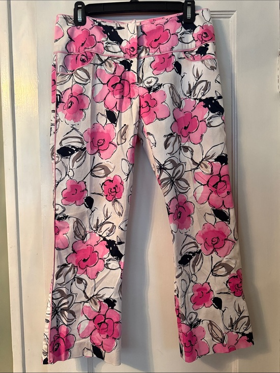 Cache Pants - Cache Pink Floral Capris with Black & Gray Accents